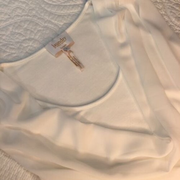 Laundry Sz M White Rayon Blouse Size M sleeveless lined - Picture 4 of 5